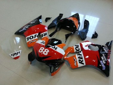 2001-2003 Honda CBR600 F4i Motorcycle Fairings - Orange White Red Glossy Black Racing Repsol 88 Canada for Sale