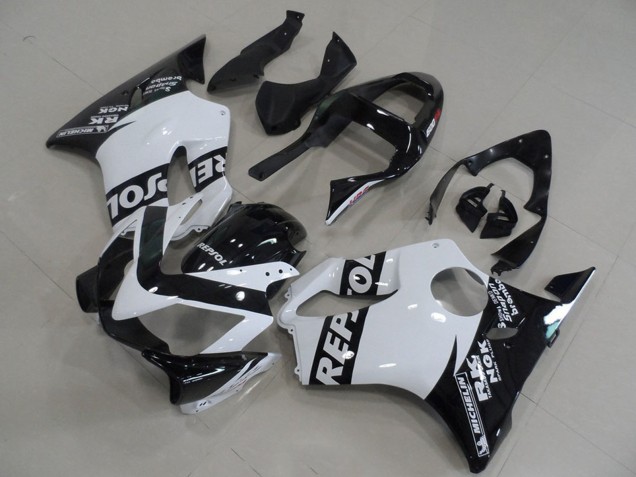 2001-2003 Honda CBR600 F4i Motorcycle Fairings - White Glossy Black Repsol Canada for Sale