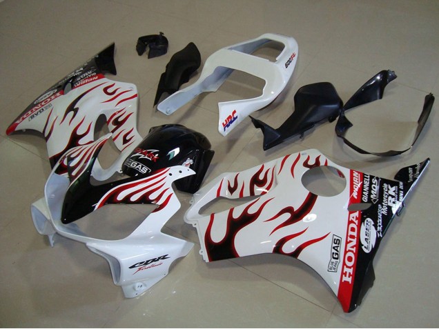 2001-2003 Honda CBR600 F4i Motorcycle Fairings - White Red Glossy Black Flame Canada for Sale