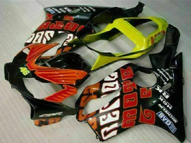 2001-2003 Honda CBR600 F4i Motorcycle Fairings - Yellow Orange Glossy Black Rossi 46 Canada for Sale