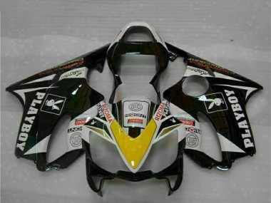 2001-2003 Honda CBR600 F4i Motorcycle Fairings - White Yellow Glossy Black Playboy Canada for Sale