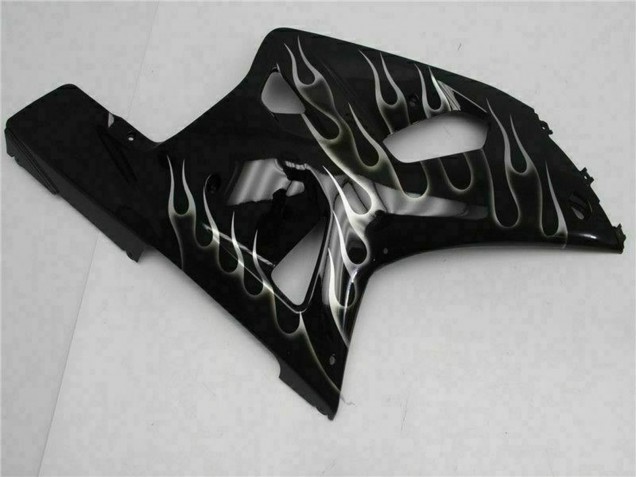 2001-2003 Suzuki GSXR 600/750 Motorcycle Fairings - Glossy Black Silver Flame Canada for Sale