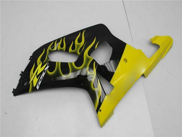 2001-2003 Suzuki GSXR 600/750 Motorcycle Fairings - Glossy Black Yellow Flame Canada for Sale