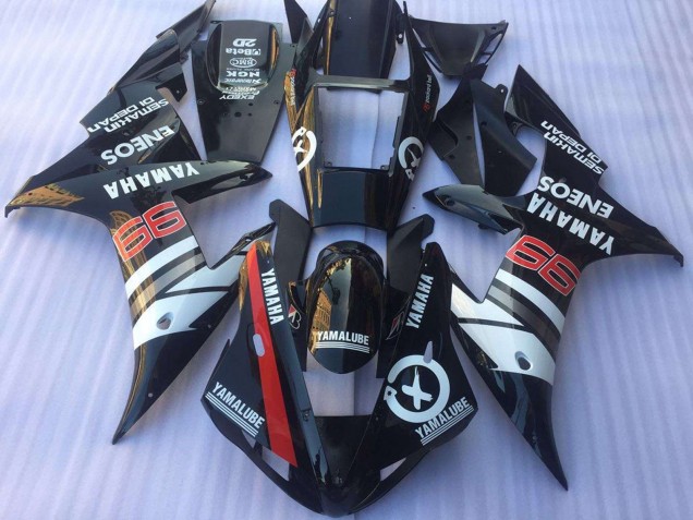 2002-2003 Yamaha YZF R1 Motorcycle Fairings - Glossy Black White Red Yamalube ENEOS Canada for Sale