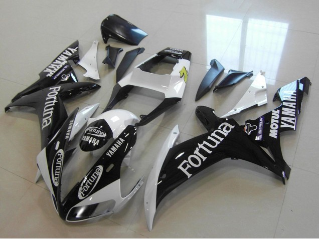 2002-2003 Yamaha YZF R1 Motorcycle Fairings - White Glossy Black Fortuna Motul Canada for Sale