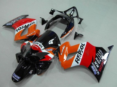 2002-2013 Honda VFR 800 Motorcycle Fairing - Orange White Red Glossy Black Repsol Canada for Sale