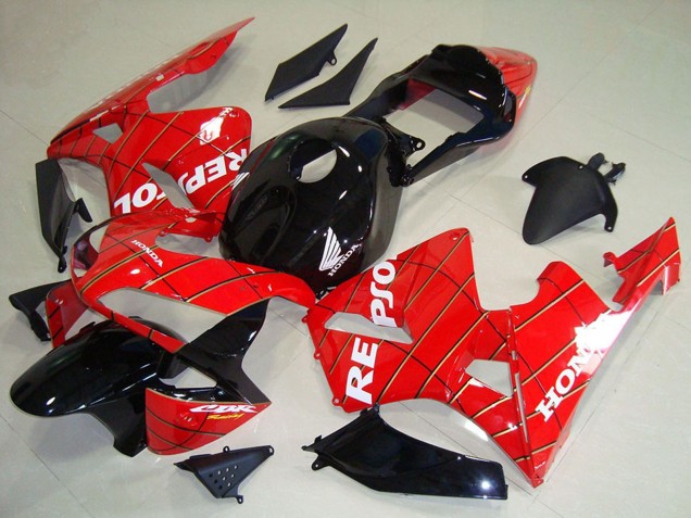 2003-2004 Honda CBR600RR Motorcycle Fairings - Red Glossy Black Spider Man White Repsol Canada for Sale