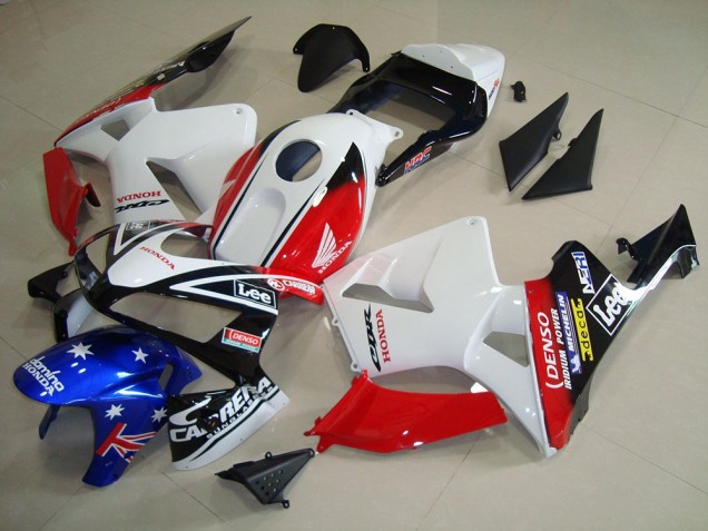2003-2004 Honda CBR600RR Motorcycle Fairings - White Red Blue Glossy Black Star Lee Canada for Sale
