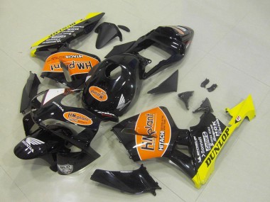 2003-2004 Honda CBR600RR Motorcycle Fairings - Glossy Black Orange Yellow Hm Plant Dunlop Canada for Sale