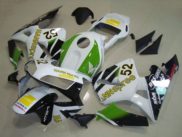 2003-2004 Honda CBR600RR Motorcycle Fairings - White Green Yellow Glossy Black Hannspree 52 Canada for Sale