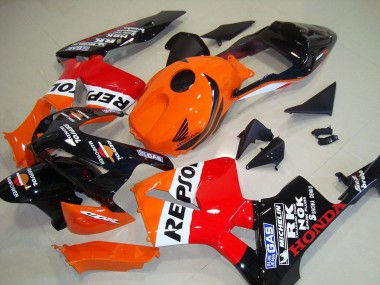 2003-2004 Honda CBR600RR Motorcycle Fairings Kit - Orange White Red Glossy Black Repsol Canada for Sale