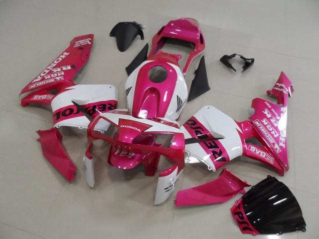 2003-2004 Honda CBR600RR Motorcycle Fairings - White Pink Black Repsol Canada for Sale