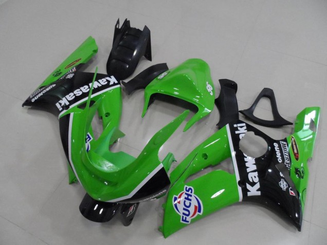 2003-2004 Kawasaki ZX6R Motorcycle Fairings - Green White Black Fuchs Canada for Sale