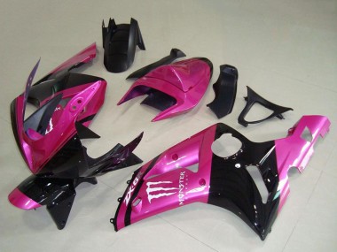 2003-2004 Kawasaki ZX6R Motorcycle Fairings - Pink Black White Monster Canada for Sale