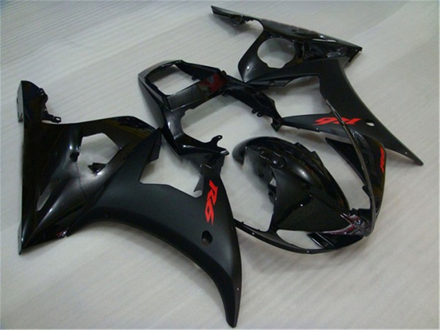 2003-2004 Yamaha YZF R6 Motorcycle Fairings - Glossy Black Matte Black Red Decals Canada for Sale
