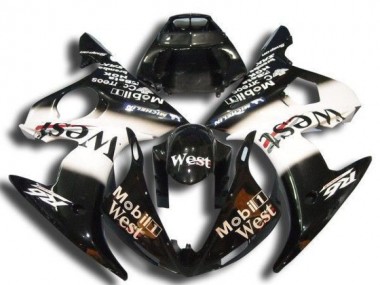 2003-2004 Yamaha YZF R6 Motorcycle Fairings - Glossy Black White Mobil West Michelin Canada for Sale