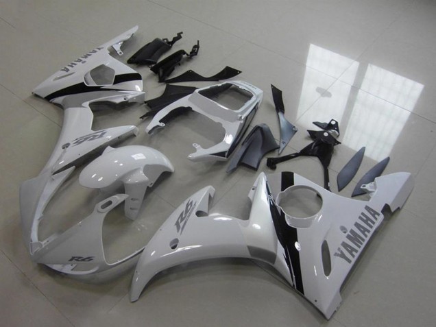 2003-2004 Yamaha YZF R6 Motorcycle Fairing Kits - White Glossy Black Canada for Sale
