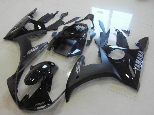 2003-2004 Yamaha YZF R6 Motorcycle Fairings - Glossy Black Matte Black Silver Decals Canada for Sale