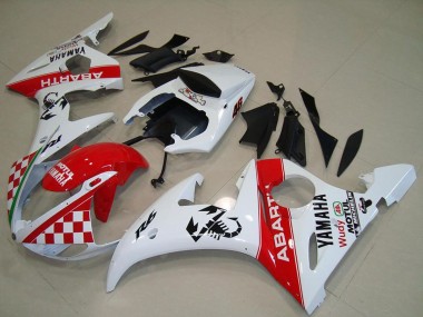 2003-2004 Yamaha YZF R6 Motorcycle Fairings - White Red Abarth Motul Canada for Sale