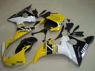 2003-2004 Yamaha YZF R6 Motorcycle Fairings - Yellow White Glossy Black Anniversary Canada for Sale