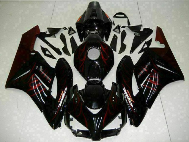 2004-2005 Honda CBR1000RR Motorcycle Fairings - Glossy Black Red Flame Canada for Sale