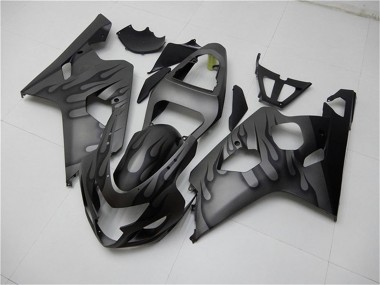 2004-2005 Suzuki GSXR 600/750 Motorcycle Fairings - Grey Black Flame Canada for Sale
