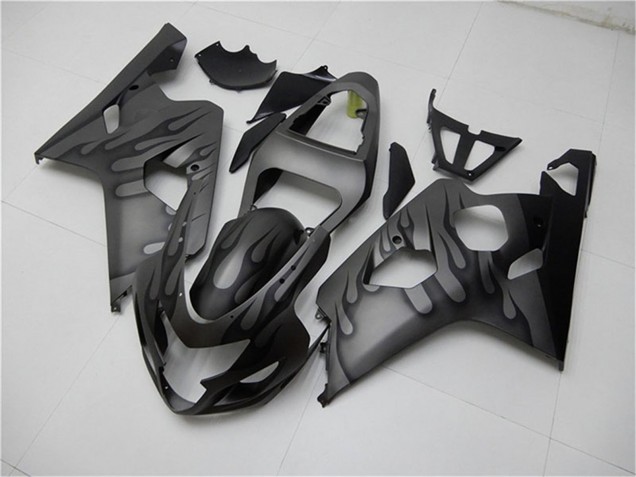 2004-2005 Suzuki GSXR 600/750 Motorcycle Fairings - Grey Black Flame Canada for Sale