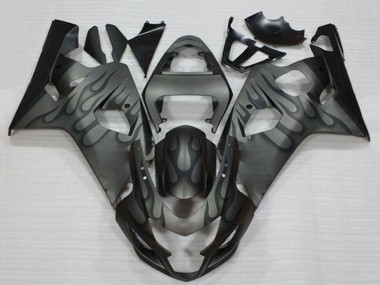 2004-2005 Suzuki GSXR 600/750 Motorcycle Fairings - Grey Black Flame Canada for Sale