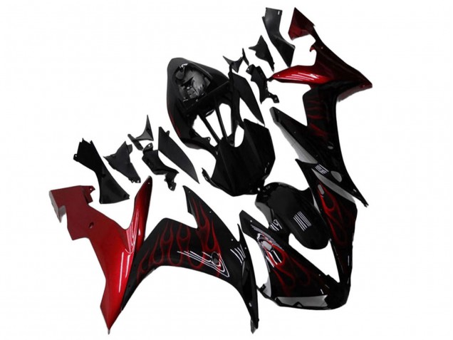 2004-2006 Yamaha YZF R1 Motorcycle Fairings - Glossy Black Red Flame Canada for Sale