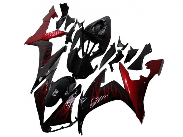 2004-2006 Yamaha YZF R1 Motorcycle Fairings - Glossy Black Red Flame Canada for Sale