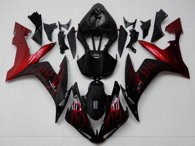 2004-2006 Yamaha YZF R1 Motorcycle Fairings - Glossy Black Red Flame Canada for Sale