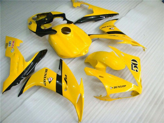 2004-2006 Yamaha YZF R1 Motorcycle Fairings - Yellow Glossy Black Dunlop 50 Canada for Sale