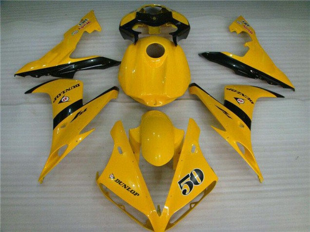 2004-2006 Yamaha YZF R1 Motorcycle Fairings - Yellow Glossy Black Dunlop 50 Canada for Sale