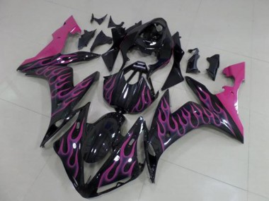 2004-2006 Yamaha YZF R1 Motorcycle Fairings - Glossy Black Pink Flame Canada for Sale