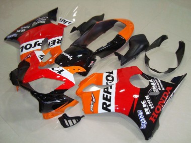 2004-2007 Honda CBR600 F4i Motorcycle Fairing - Orange White Red Glossy Black Repsol Canada for Sale