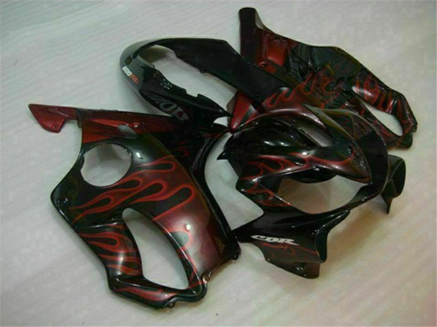 2004-2007 Honda CBR600 F4i Motorcycle Fairings - Glossy Black Red Flame Canada for Sale