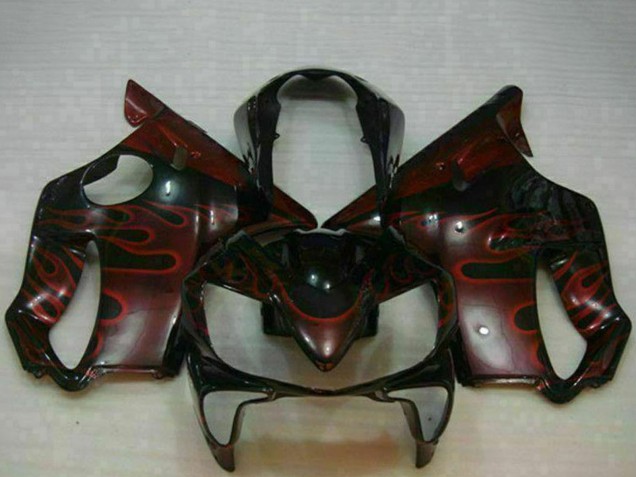 2004-2007 Honda CBR600 F4i Motorcycle Fairings - Glossy Black Red Flame Canada for Sale