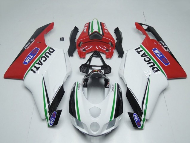 2005-2006 Ducati 749 999 Motorcycle Fairings - White Red Green Glossy Black Enel Generali Tim Canada for Sale