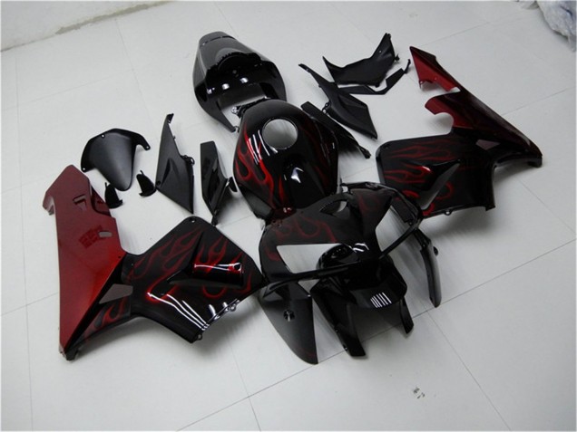 2005-2006 Honda CBR600RR Motorcycle Fairing Kits - Glossy Black Red Flame Canada for Sale