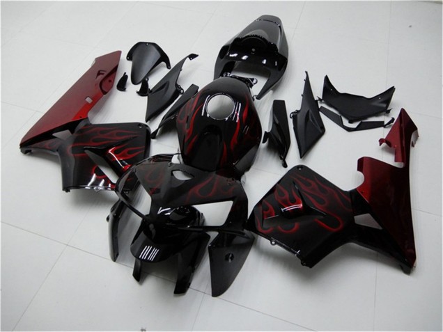 2005-2006 Honda CBR600RR Motorcycle Fairing Kits - Glossy Black Red Flame Canada for Sale