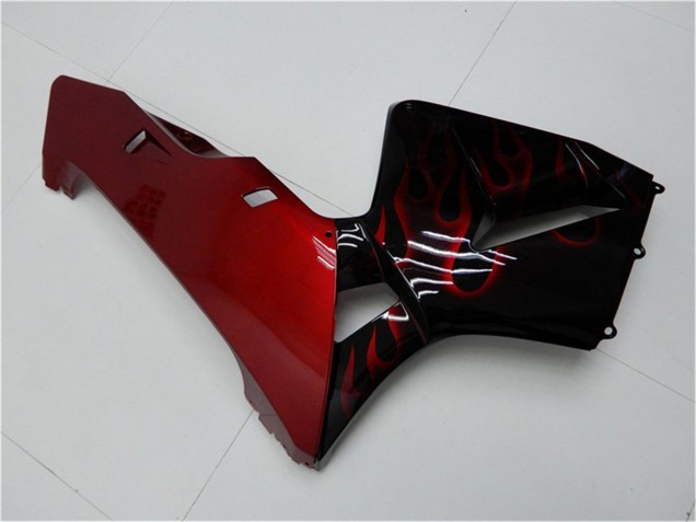 2005-2006 Honda CBR600RR Motorcycle Fairing Kits - Glossy Black Red Flame Canada for Sale