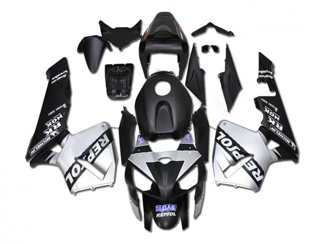 2005-2006 Honda CBR600RR Motorcycle Fairings - Black Silver Repsol Canada for Sale