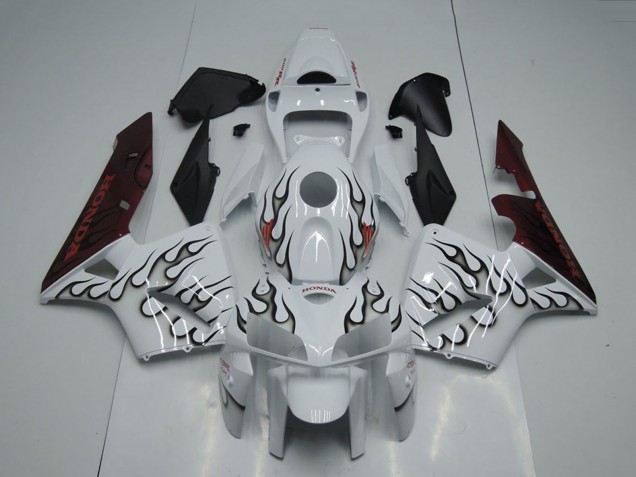 2005-2006 Honda CBR600RR Motorcycle Fairing - White Black Flame Canada for Sale