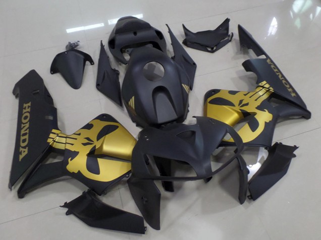 2005-2006 Honda CBR600RR Motorcycle Fairings - Matte Black with Gold Skull Canada for Sale