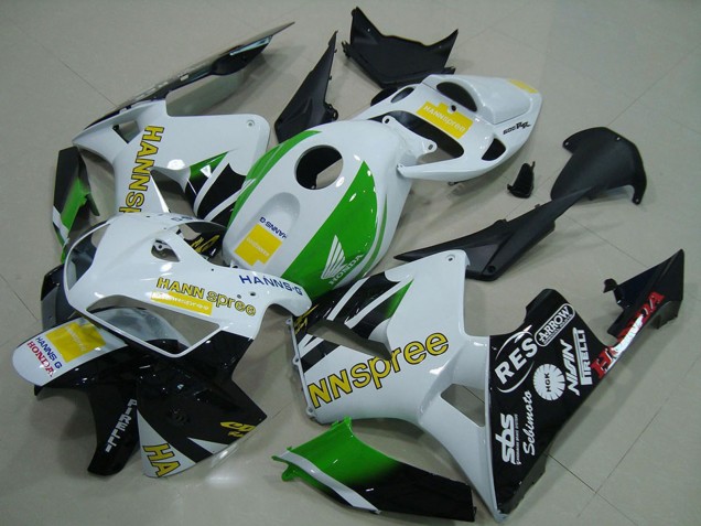 2005-2006 Honda CBR600RR Motorcycle Fairings - White Green Yellow Glossy Black Hannspree Canada for Sale