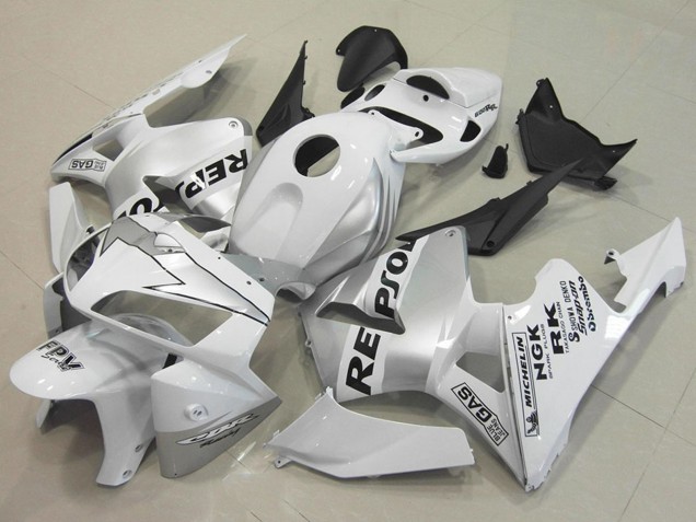 2005-2006 Honda CBR600RR Motorcycle Fairings - White Silver Black Repsol Canada for Sale