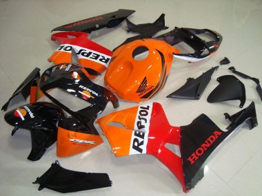 2005-2006 Honda CBR600RR Motorcycle Fairing Kits - Orange White Red Glossy Black Repsol Canada for Sale