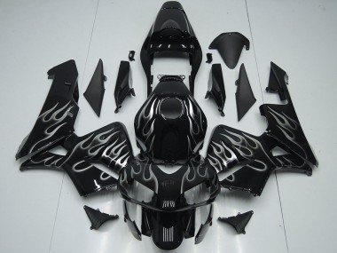 2005-2006 Honda CBR600RR Motorcycle Fairings - Glossy Black Silver Flame Canada for Sale