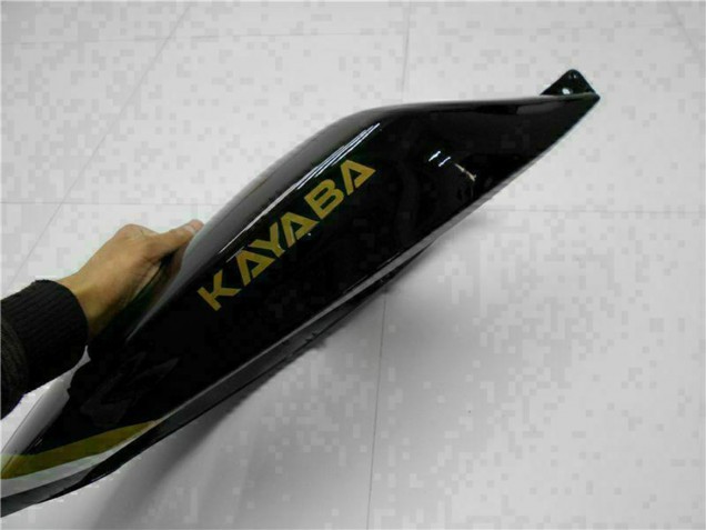 2005-2006 Kawasaki ZX6R Motorcycle Fairings - Glossy Black White Gold Lucky Strike Canada for Sale