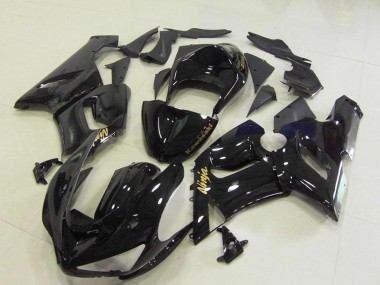 2005-2006 Kawasaki ZX6R Motorcycle Fairings - Glossy Black Gold Decals Canada for Sale